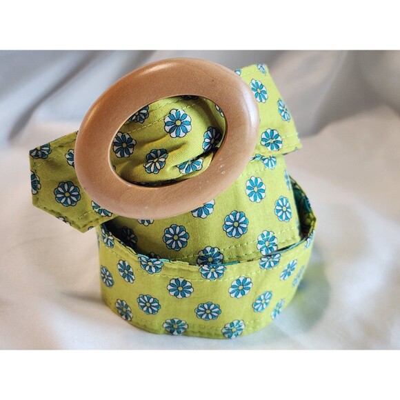 Vera Bradley Peacock Paisley Or Floral Reversible Fabric Belt Green Blue Boho - Picture 4 of 9